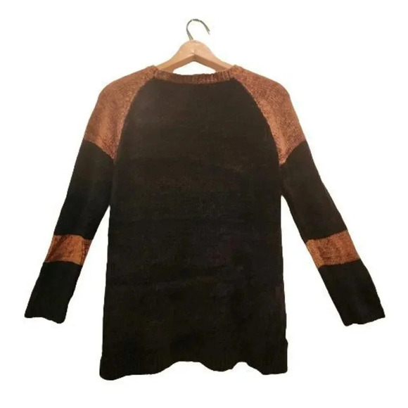NWT 525 America Pullover Sweater Black & Brown Soft Velvet Feel Oversized XS - Picture 3 of 8